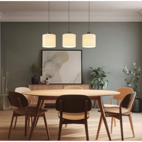 Závesné svietidlo, kov čierny chróm, textil krémový, kábel PVC čierny, DxŠxV: 740x180x1800mm, výškov 2