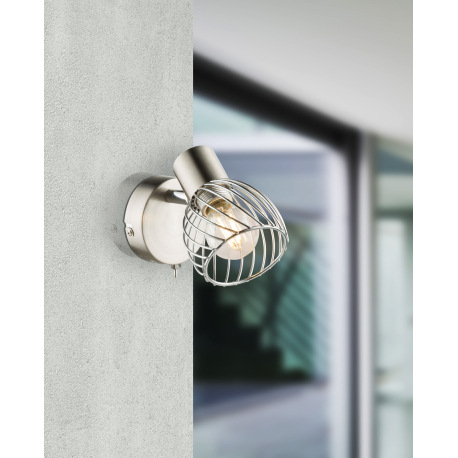 Nástenné svietidlo, kov, nikel, chróm, vypínač, ŠxV: 80x120, H: 120, bez žiarovky 1xE14, max. 40W 23 7