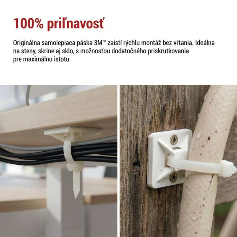 Samolepiaca príchytka sťahovacej pásky 20×20, biela, 25 ks 2