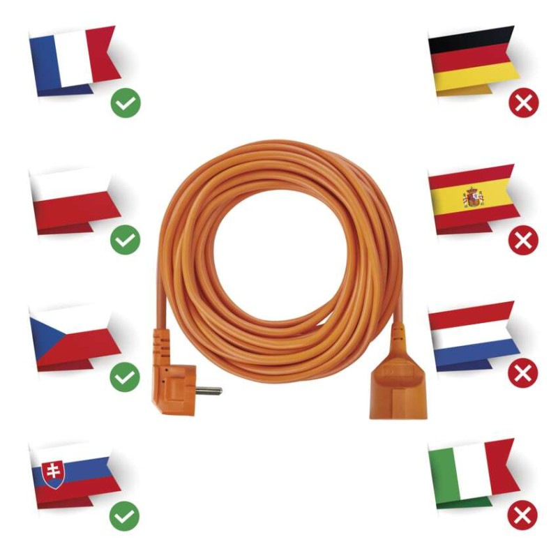 Predlžovací kábel 25 m / 1 zásuvka / oranžový / PVC / 230 V / 1,5 mm2 1