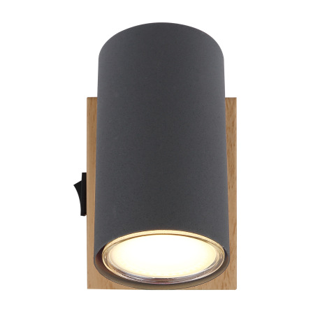 Nástenné svietidlo, kov grafit/čierny/vzhľad dreva, s vypínačom, ŠxV:70x100mm, H: 120mm, bez žiarovk 11