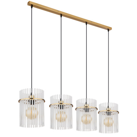 Závesné svietidlo, kov zlatej farby, sklenené tyče biele, priehľadné, kábel PVC čierny, možnosť skrá 16