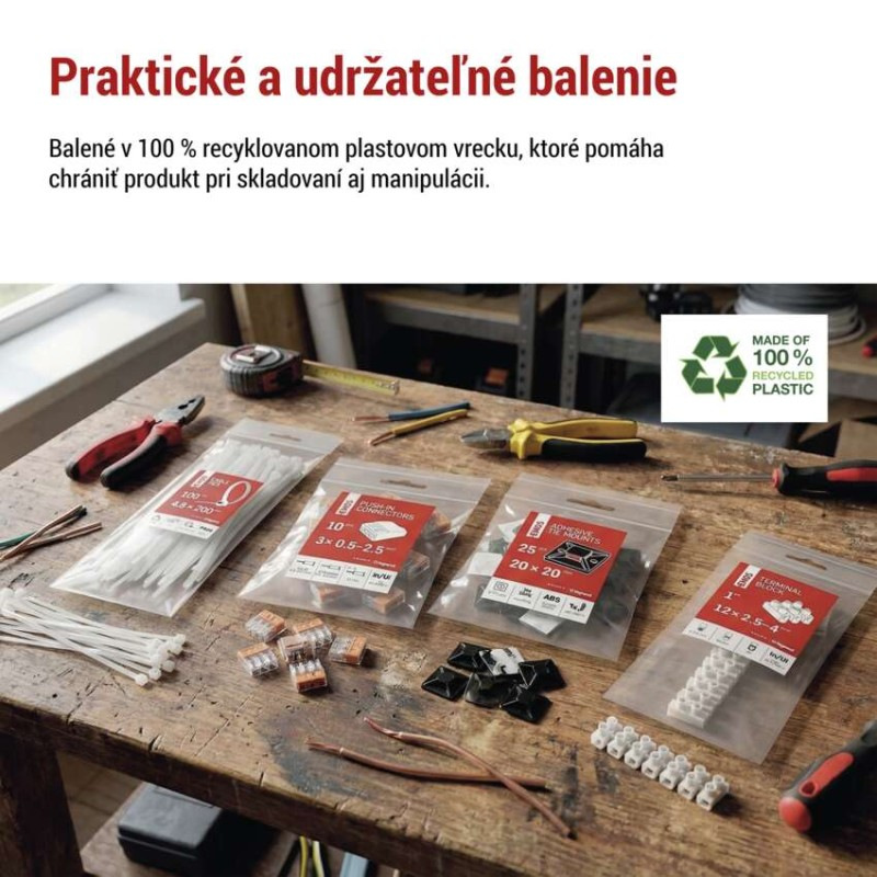 Samolepiaca príchytka sťahovacej pásky 20×20, biela, 25 ks 3
