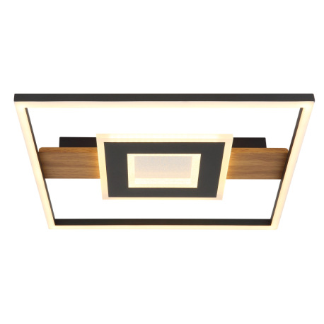 Stropné svietidlo, kov vzhľad dreva, kov čierny, hliník čierny matný, akryl biely, akrylové krištále 12