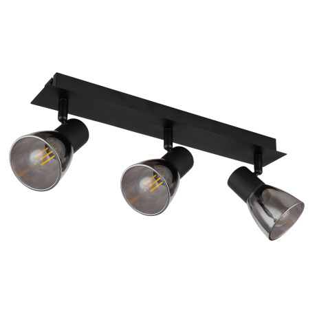 Stropné svietidlo, kov čierny, dymové sklo, DxŠxV:400x70x155mm, bez žiaroviek 3x E14, max. 40W 230V 14