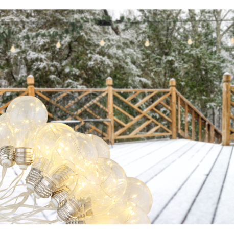 Solárne svietidlo, plast sivý, plast priehľadný, s 10 hruškami, 2 kroky bliká/permanentné, IP44, aku 4