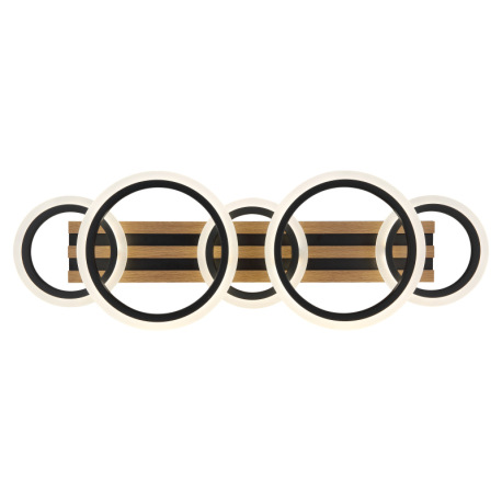 Stropné svietidlo, kov čierny matný, MDF s tmavým dreveným efektom, plast biely, niekoľko úrovní pom 14