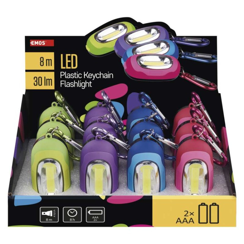 COB LED ručné svietidlo P3887, 30 lm, 2× AAA, 12 ks, display box