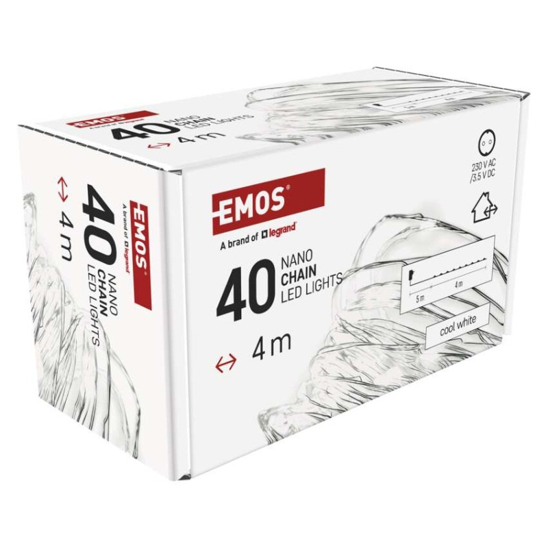 LED vianočná nano reťaz strieborná, 4 m, vonkajšia aj vnútorná, studená biela, časovač 10