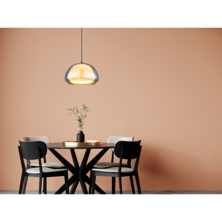 Závesné svietidlo, kov čierny matný, sklo dymové/biele, textilný kábel čierny, možnosť skrátenia výš 1