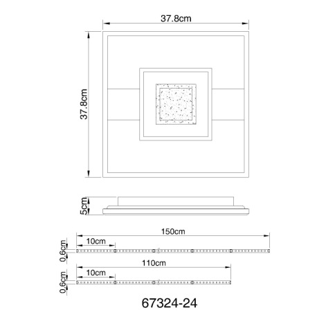 Stropné svietidlo, kov vzhľad dreva, kov čierny, hliník čierny matný, akryl biely, akrylové krištále 8