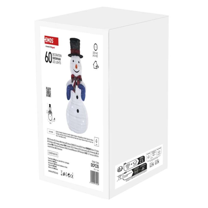 LED skladací snehuliak, 60 cm, vonk./vnút., studená biela 1