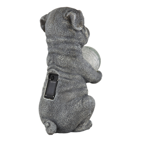 Solárne svietidlo, plast sivý matný, sklenená guľa číra s efektom prasknutého skla, vypínač, batéria 12