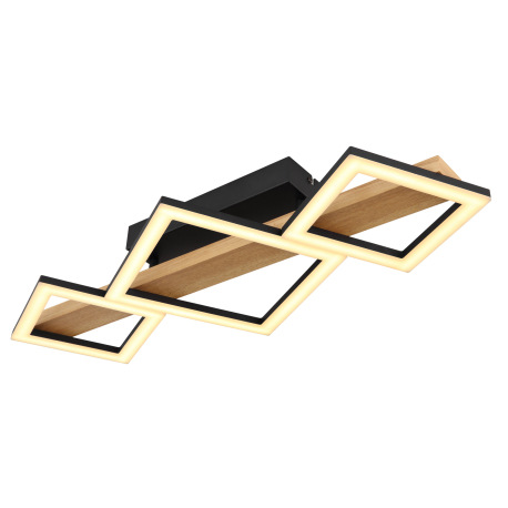 Stropné svietidlo kov čierny mat, MDF imitácia dreva, ABS čierny mat, plast biely, DxŠxV: 660x300x10