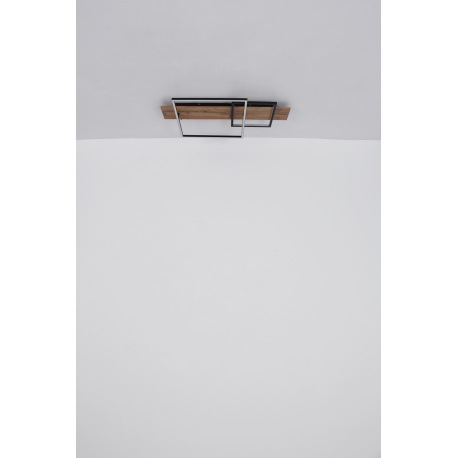 Stropné svietidlo kov čierny mat, MDF imitácia dreva, hliník čierny mat, plast opál, niekoľko úrovní 14