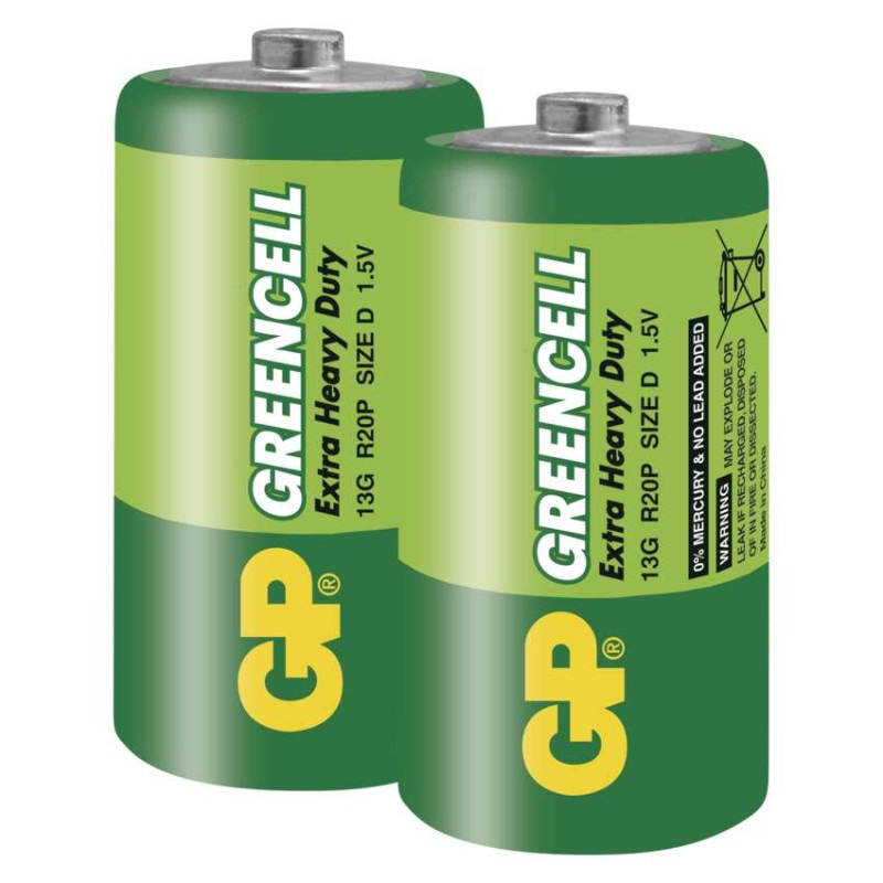 Zinko-chloridová batéria GP Greencell R20 (D), 2 ks 1
