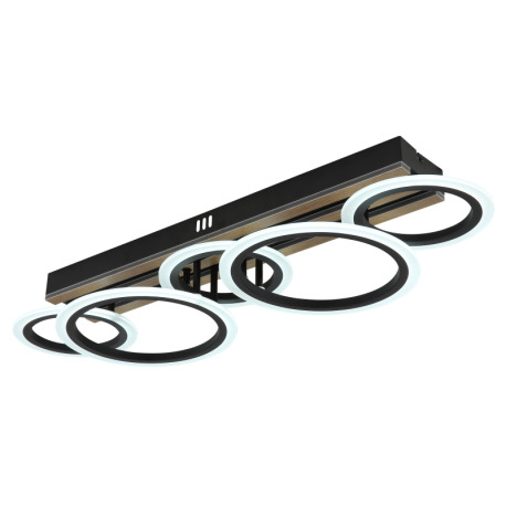 Stropné svietidlo, kov čierny matný, MDF s tmavým dreveným efektom, plast biely, niekoľko úrovní pom 16