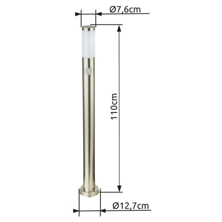 Vonkajšie svietidlo, nerezová ocel, plast biely, IP44, senzor: 90 °, dosah 9m, Ø 127, V: 1100, bez ž 18