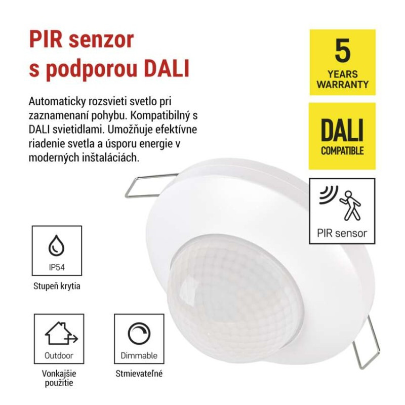 PIR senzor DALI (pohybové čidlo) IP54 biely 1