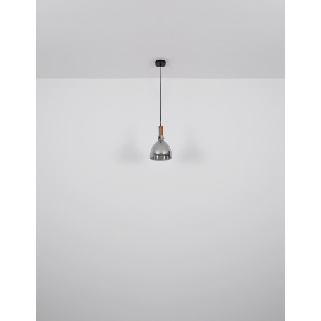 Závesné svietidlo, kov čierny matný, sklo dymové, MDF so vzhľadom dreva, kábel PVC čierny, možnosť n 7