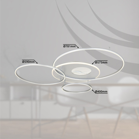 Stropné svietidlo, hliník matný strieborný, plast biely, akryl, zrkadlový 3D efekt, stmievateľné, ni 12