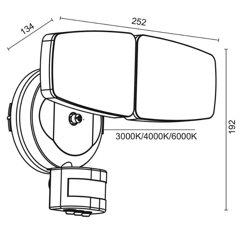 Vonkajší šedý LED reflektor s PIR senzorom 24W / 3000K / 4000K / 6000K - LFX225 16