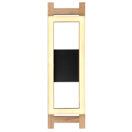 Nástenné svietidlo, kov čierny, MDF tmavohnedý, plast biely, ŠxV:135x450mm, H: 75mm, vrátane LED 10W 3