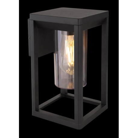 Vonkajšie, nástenné svietidlo, hliník, čierny matný, plast priehľadný, IP44, ŠxV:150x270, H: 165, be 8