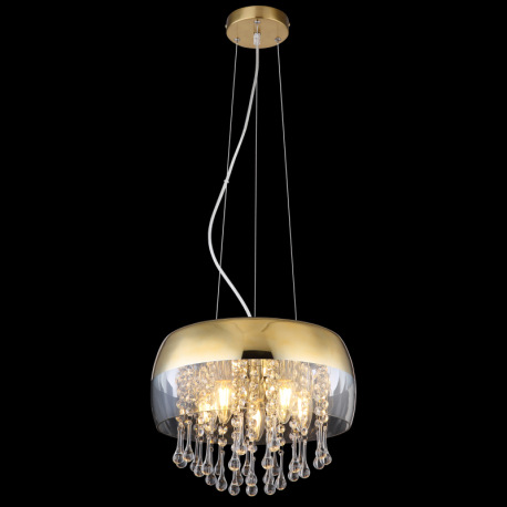 Závesné svietidlo, mosadz, sklo zlaté, priehľadné sklenené krištále, Ø 350, V: 1200, bez žiaroviek 5 1