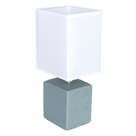 Stolová lampa, keramika sivá, textil biely, kábel 1,2m, vypínač, DxŠxV: 130x110x290, bez žiarovky 1x 1
