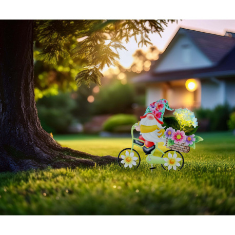 Solárne svietidlo, kov farebný, plast, posuvný spínač, batéria AAA 400mAh 1,2V, IP44, trpaslík na bi 8