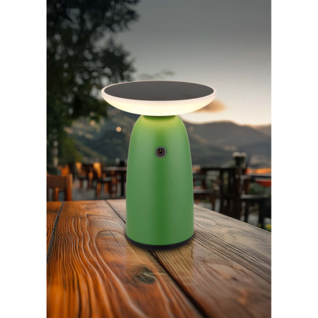 Solárne sv., hliník zelený matný, plast čierny matný/biely, dotykový stmievač, pamäť, bez adaptéra, 8