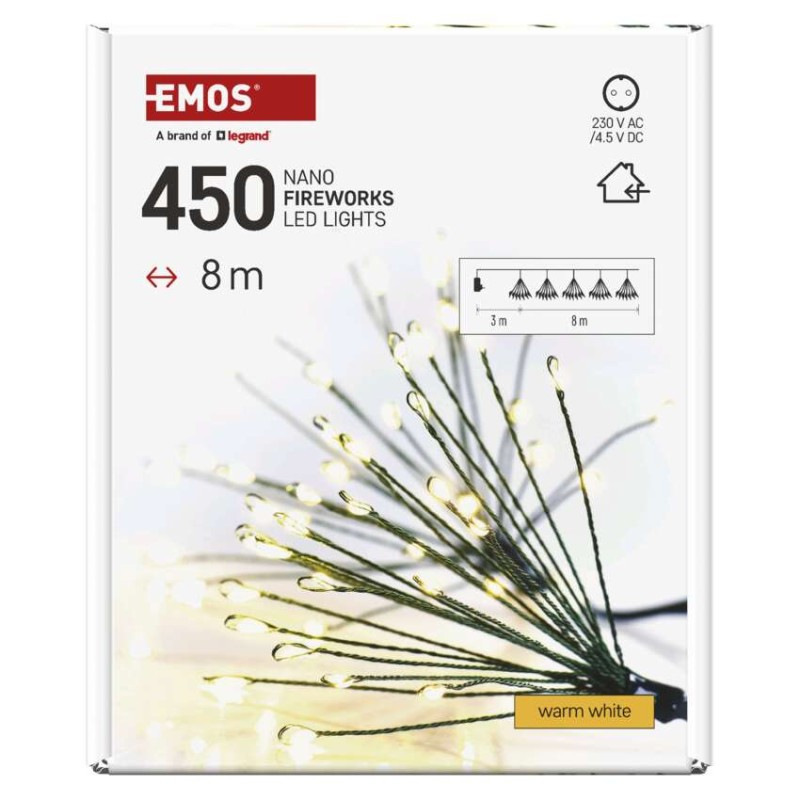 LED svetelná reťaz – svietiace trsy, nano, 8 m, vnútorná, teplá biela, časovač 7