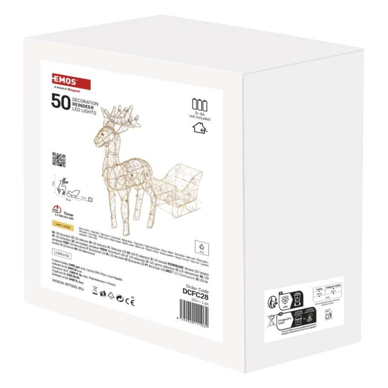 LED sobí záprah – 47 cm, 3x AA, vnútorný, teplá biela, časovač 1