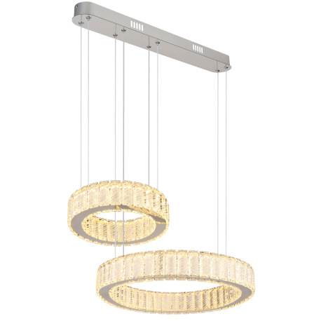 Závesné svietidlo, kov chróm, krištále K5 číre, chróm.krúžok, stmievateľné, viac úrovní pomocou nást 6