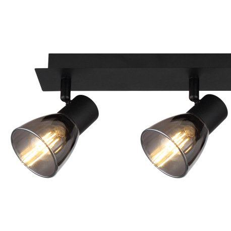 Stropné svietidlo, kov čierny, dymové sklo, DxŠxV:400x70x155mm, bez žiaroviek 3x E14, max. 40W 230V 7