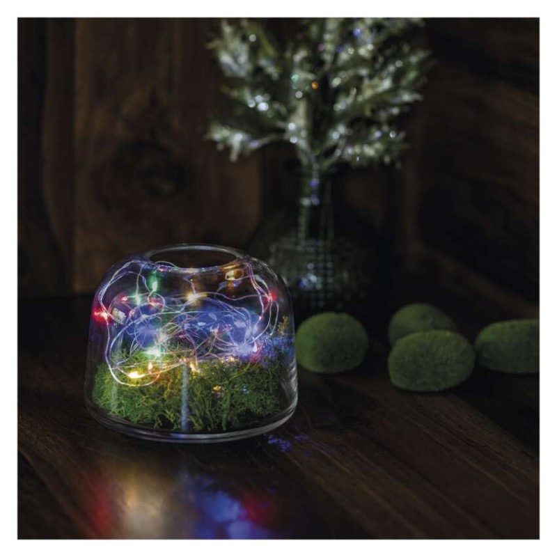 LED vianočná nano reťaz, 1,9 m, 2x AA, vnútorná, multicolor, časovač 6