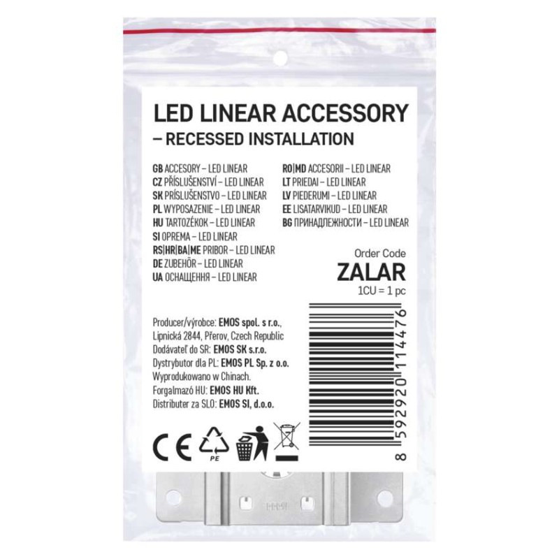 Príslušenstvo pre vstavanú inštaláciu lineárnych svietidiel ORTO 4