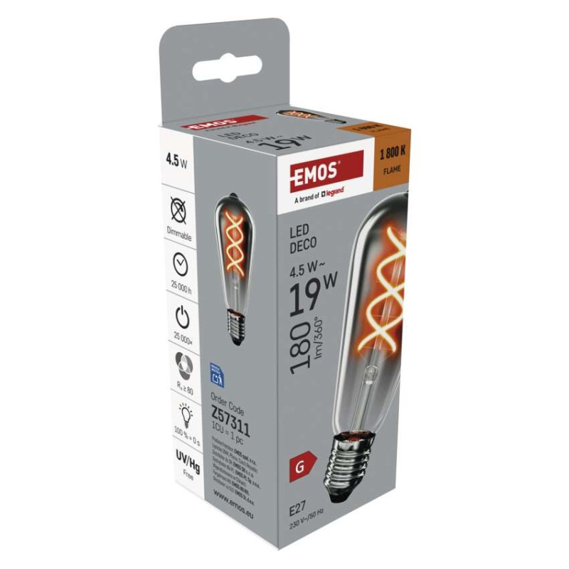 LED žiarovka DECO SMOKED ST64 / E27 / 4,5 W (19 W) / 180 lm / flame 8