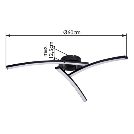 Stropné svietidlo, kov čierny matný, plast biely, nastaviteľné, zmena farby svetla pomocou nástennéh 8