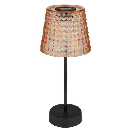 Solárne svietidlo, plast čierny, plast jantárový, vypínač, vrátane batérií 40mAh 1.2V, IP44, tienidl 7