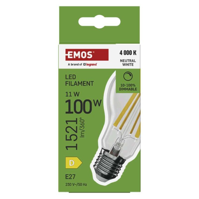 LED žiarovka Filament A60/ E27 / 11 W (100 W) / 1 521 lm / neutrálna biela / stmievateľné 5
