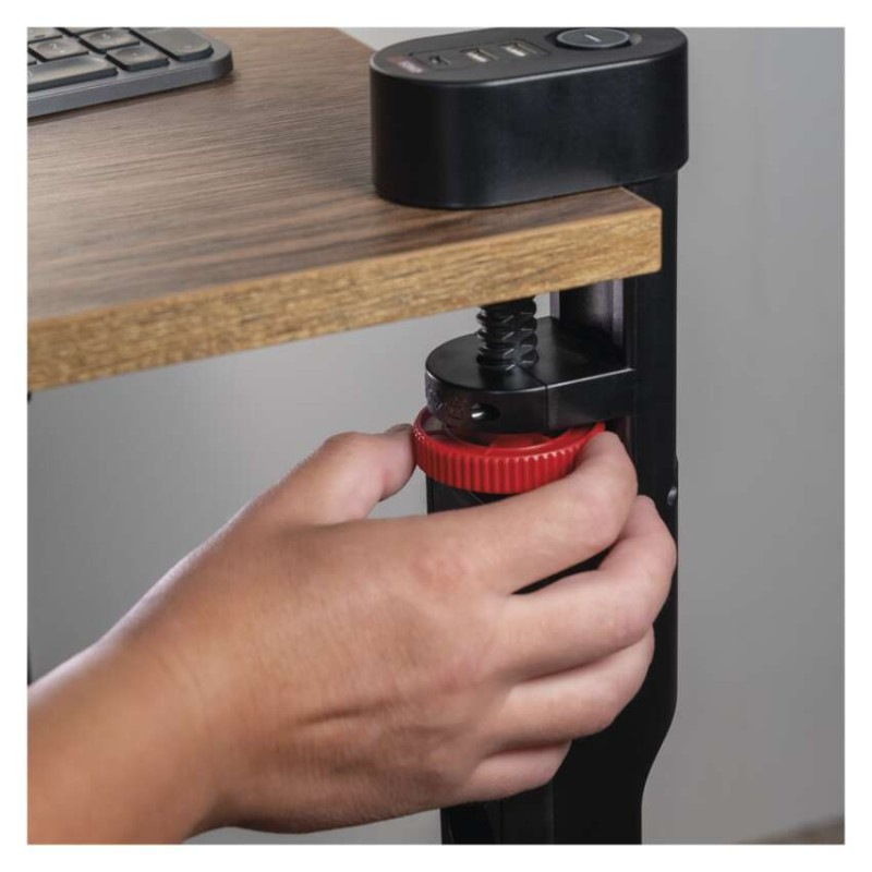 Predlžovací kábel 1,5 m/3 zásuvky/vypínač/stolný držiak/USB/čierny/PVC/1,5 mm2 6