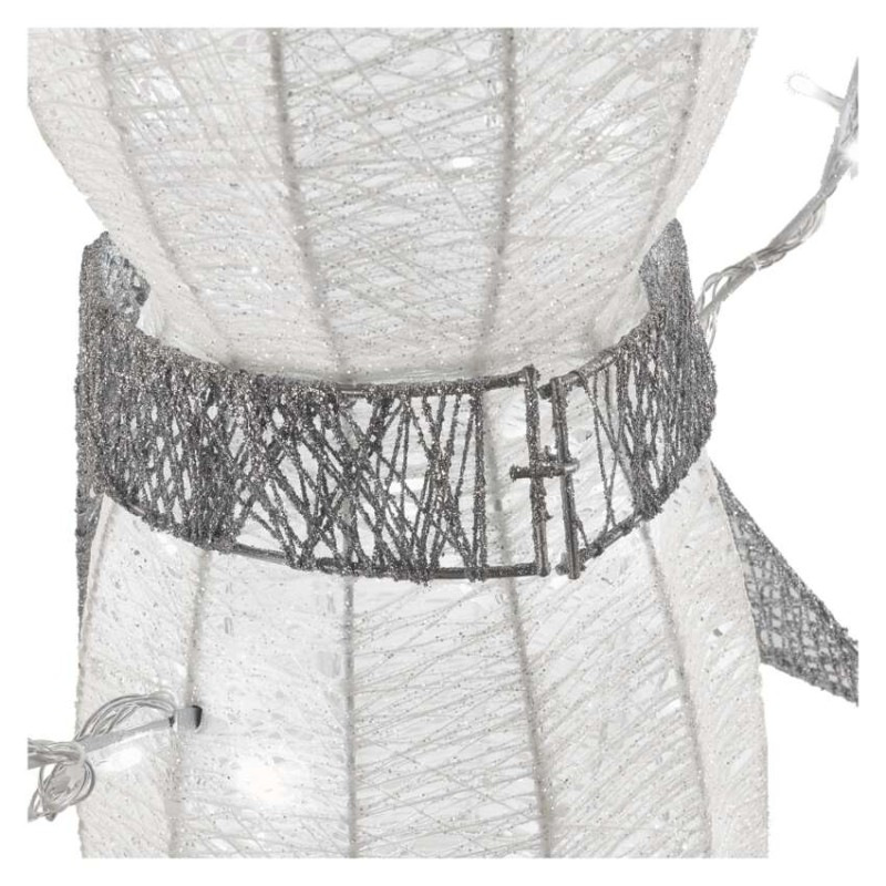 LED vianočný snehuliak ratanový, 124 cm, vnútorný, studená biela, časovač 7