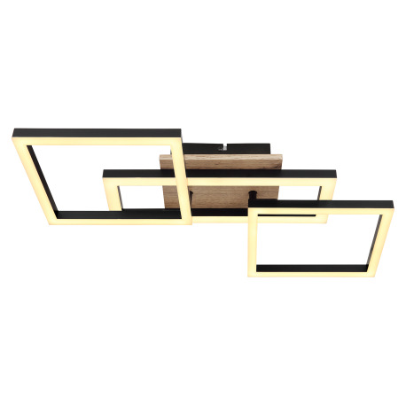 Stropné svietidlo kov čierny matný, MDF, imitácia tmavého dreva, plast biely, otočné, DxŠxV: 700x310 3