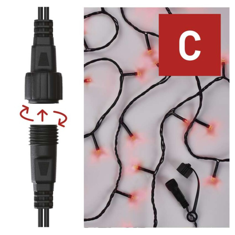 Standard LED spojovacia vianočná reťaz, 10 m, vonkajšia aj vnútorná, červená 7