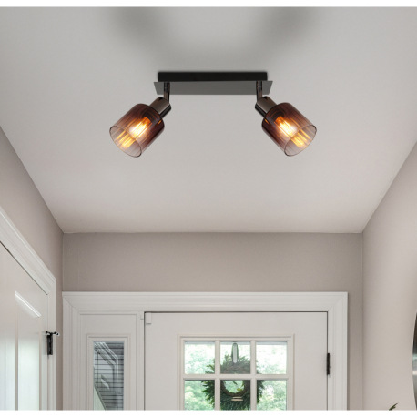 Nástenné svietidlo, kov čierny chróm, sklo medenej farby a priehľadné, DxŠxV: 250x80x180mm, bez žiar 11