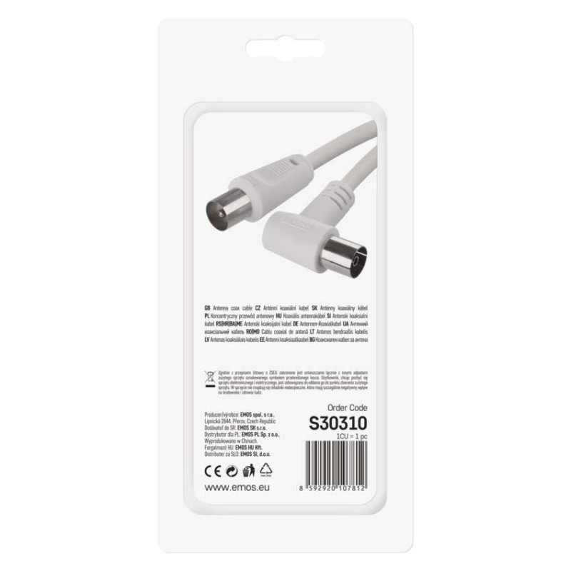 Anténny koaxiálny kábel tienený 3,5m – uhlová vidlica 2