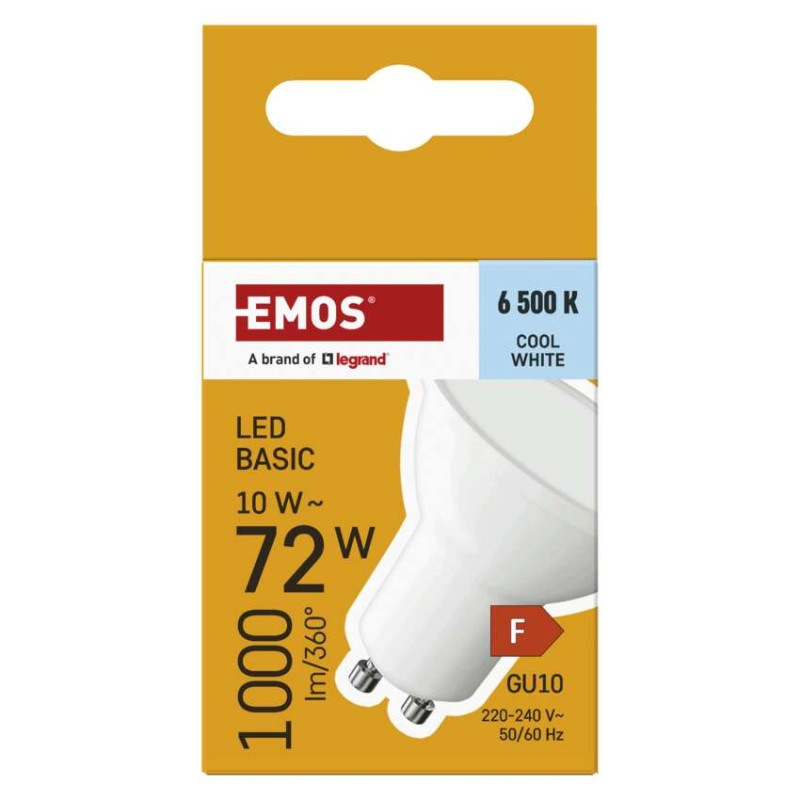 LED žiarovka Basic MR16 biela/ GU10 / 10 W (72 W) / 1000 lm / Studená biela 5