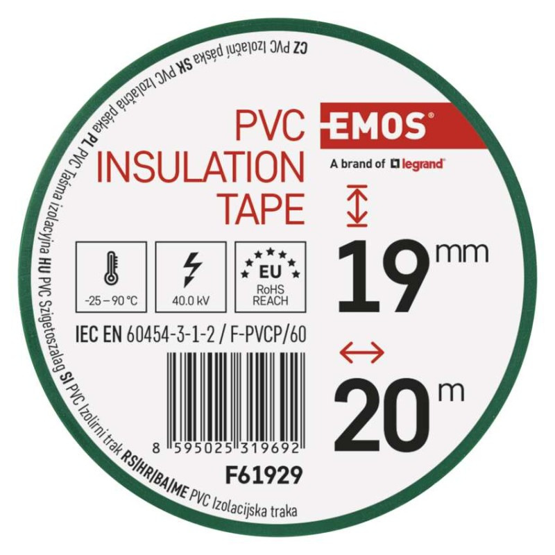 Izolačná páska PVC 19mm / 20m zelená 2